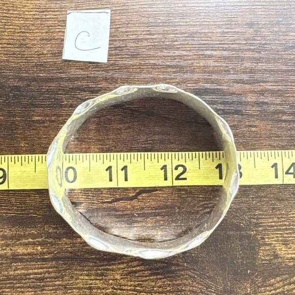 Silver Tone Wavy Design Textured Finish Bangle Bracelet Size 7.5" Fit - Picture 6 of 9